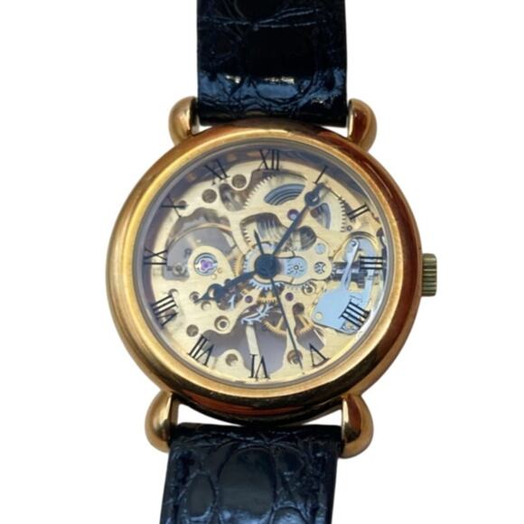 Unique 17 jewels Mechanical Skeleton Wind Up Hong Kong Unisex Watch - Brass Case - Picture 1 of 7